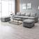 ijuicy Couch with 2 Movable Ottomans Light Grey Sofa 118.9" 3pcs 6 Seater