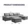 ijuicy Couch with 2 Movable Ottomans Light Grey Sofa 118.9" 3pcs 6 Seater