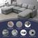 ijuicy Couch with 2 Movable Ottomans Light Grey Sofa 118.9" 3pcs 6 Seater