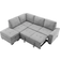 Simplie Fun L-Shaped Sleeper Grey Sofa 87" 3 Seater