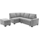 Simplie Fun L-Shaped Sleeper Grey Sofa 87" 3 Seater