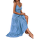 Shein Frenchy Summer Casual Backless Tie Strap Ruffle Hem Cami Dress