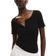 H&M Ladies Ribbed Henley Top - Black