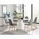 Furniturebox Palma White/Grey/Corona Gold Dining Set 120cm 7pcs