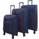 Infinity Leather Light Travel Suitcases Set of 3 - Navy