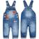 Kidscool Space Infant Embroidered Fashion Jeans Overalls - Blue