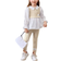 Shein Young Girl Letter Patched Flare Sleeve 2 In 1 Top & Pants