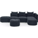 Simplie Fun L-Shaped Sectional Black Sofa 28" 2pcs 3 Seater