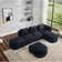 Simplie Fun L-Shaped Sectional Black Sofa 28" 2 3 Seater