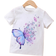 Shein Young Girl Cute Multicolor Butterfly Print Casual Tee With Round Neck And Regular Sleeves For Summer