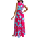 Shein Slayr Tropical Print Deep V Neckline Cinched Waist Fit And Flare Dress