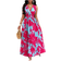 Shein Slayr Tropical Print Deep V Neckline Cinched Waist Fit And Flare Dress