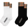 Burberry Check Panel Cotton Blend Socks Set - Black/White (80706371)