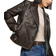 River Island Faux Leather Distressed Biker Jacket - Brown