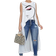 Shein SHEIN LUNE Women's Abstract Face Print Sleeveless Blouse With Front-Short-And-Back-Long Hemline