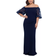 Xscape Melanie 3D Floral Sleeve Scuba Crepe Gown Plus Size - Navy