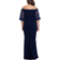 Xscape Melanie 3D Floral Sleeve Scuba Crepe Gown Plus Size - Navy