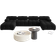 AE-SF105BK-123344 Black Sofa 138.6" 3pcs 4 Seater
