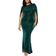 Betsy & Adam Tamsin Metallic Knit Long Sleeve Drape Dress Plus Size - Jade