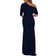 Betsy & Adam Madeline Long Scuba Crepe Off the Shoulder Drop Dress - Navy