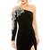 Mac Duggal One Shoulder Long Sleeve Floral Embellished Gown - Black Multi