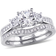 Gem & Harmony Bridal Wedding Ring - White Gold/Sapphire/Diamonds