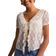 Pieces Willie Ss V Neck Tie Lace Top - Bright White