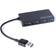 Nordic powered 4-port hub USB 3.0 5Gbps with individual switch 25cm cable aluminum black with power supply