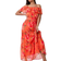 Roman Floral Tiered Bardot Belted Dress - Orange