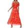 Roman Floral Tiered Bardot Belted Dress - Orange