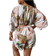 Shein VCAY Plus Tropical Print Batwing Sleeve Belted Romper