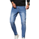 Shein Manfinity Homme Men Slant Pocket Skinny Jeans Slim Fit Long Washed Light Jean Cargo Plain Blue Work Business Casual Husband
