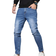 Shein Manfinity Homme Men Slant Pocket Skinny Jeans Slim Fit Long Washed Light Jean Cargo Plain Blue Work Business Casual Husband