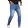 Shein Manfinity Homme Men Slant Pocket Skinny Jeans Slim Fit Long Washed Light Jean Cargo Plain Blue Work Business Casual Husband
