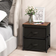 Costway Nightstand Dresser Black/Rustic Brown Bedside Table 12x16"