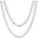 Nuragold Solid Cuban Link Chain Curb Pendant Necklace 6mm - White Gold
