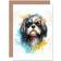 ARTERY8 Greeting Card Shih Tzu Lovers Gift Watercolour Pet Portrait