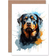 ARTERY8 Greeting Card Rottweiler Lovers Gift Watercolour Pet