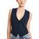 Good American Womens New Navy002 Luxe V-neck Single-breasted Woven Waistcoat