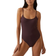 Cotton On Women's Textured Scoop Neck Piece Swimsuit Willow Brown Crinkle
