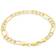 Nuragold Figaro Chain Link Diamond Cut Pave Two Tone Bracelet 7.5mm - Gold/Silver
