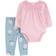 Carter's Baby's Eyelet Long-Sleeve Bodysuit Pant Set 2-piece - Pink/Blue