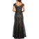 R&M Richards Off the Shoulder Lace Gown - Black/Nude