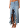 Edikted Valencia Ruffle Slitted Denim Maxi Skirt - Blue