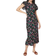 Dorothy Perkins Floral Print Ruffle Sleeve Empire Midi Dress - Black