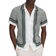 Reiss Blair Geometric Print Cuban Collar Shirt - White/Green