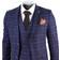 Paul Andrew Kenneth Tweed Check Suit 3-Piece - Blue