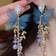 Shein Pair Super Fairy Elegant Blue Butterfly Long Tassel Earrings Everyday Versatile