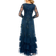 Mac Duggal Mesh Long Sleeve V Neck Tiered A Line Gown - Twilight