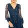 Mac Duggal Mesh Long Sleeve V Neck Tiered A Line Gown - Twilight